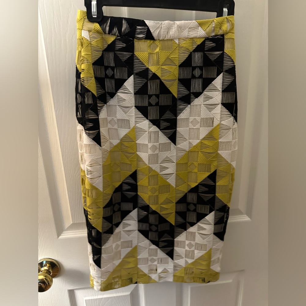 A.L.C. Henri Crochet Pencil Skirt in Yellow Multi